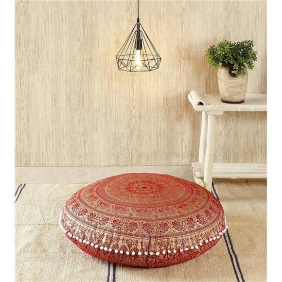 Popular Handicrafts Floor Pillow Cushion Cover - Hippie Elephant Mandala Cover - Picture 1 of 1